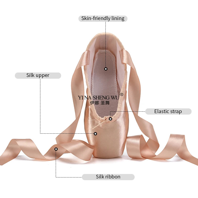 Child And Adult Ballet Dance Shoes Girls Ballet Pointe Shoes Professional With Ribbons Shoes Series Classic Woman Ballet Shoes