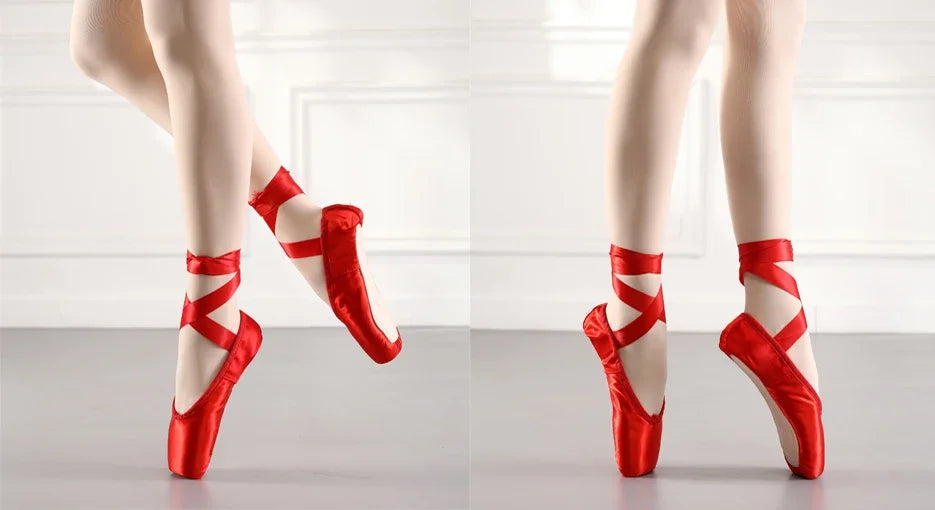Child And Adult Ballet Dance Shoes Girls Ballet Pointe Shoes Professional With Ribbons Shoes Series Classic Woman Ballet Shoes