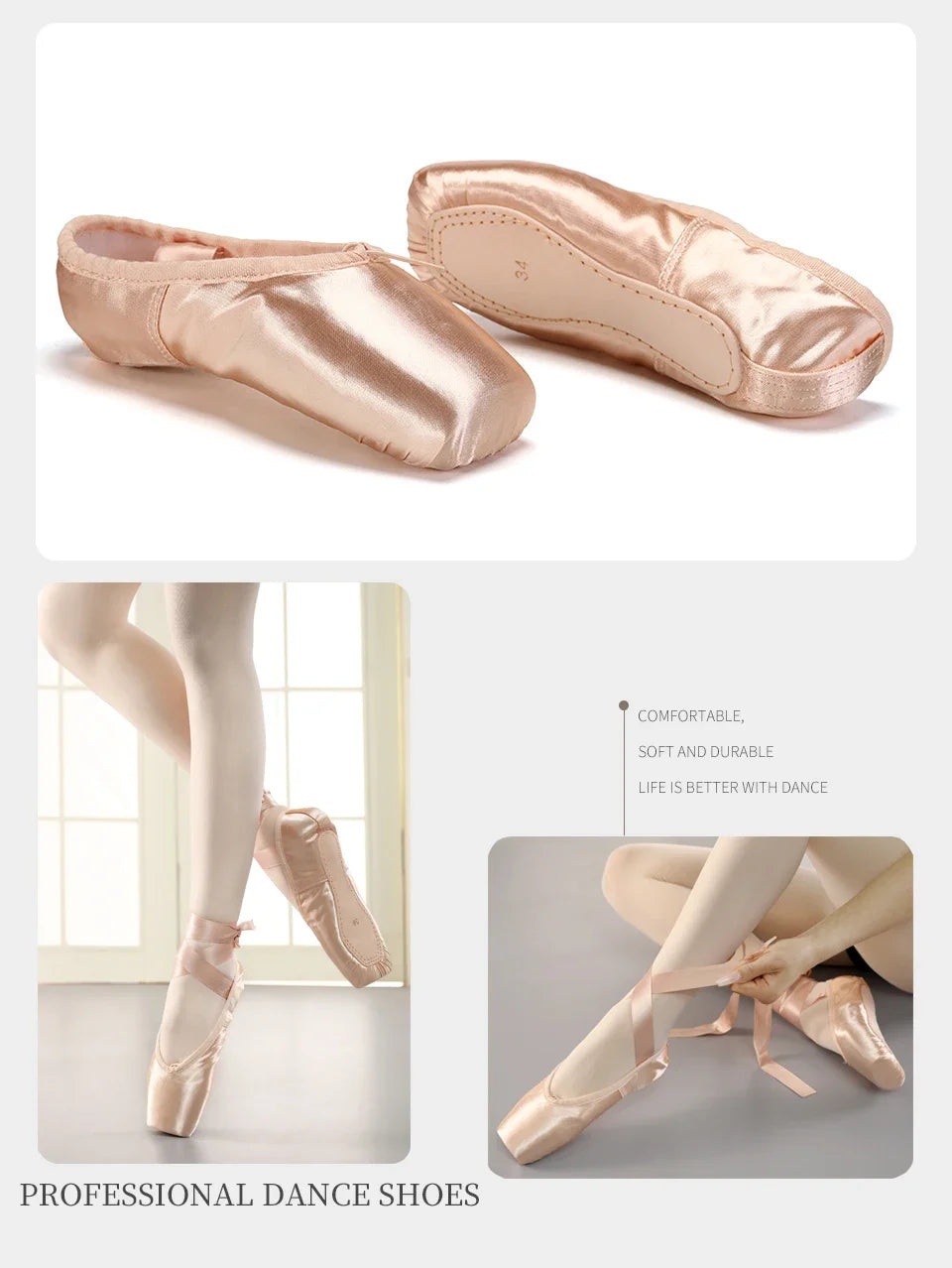 Child And Adult Ballet Dance Shoes Girls Ballet Pointe Shoes Professional With Ribbons Shoes Series Classic Woman Ballet Shoes