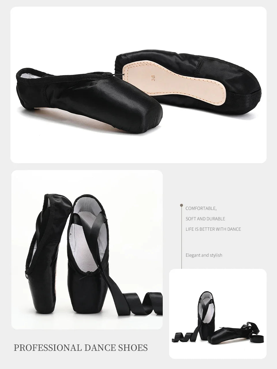 Child And Adult Ballet Dance Shoes Girls Ballet Pointe Shoes Professional With Ribbons Shoes Series Classic Woman Ballet Shoes